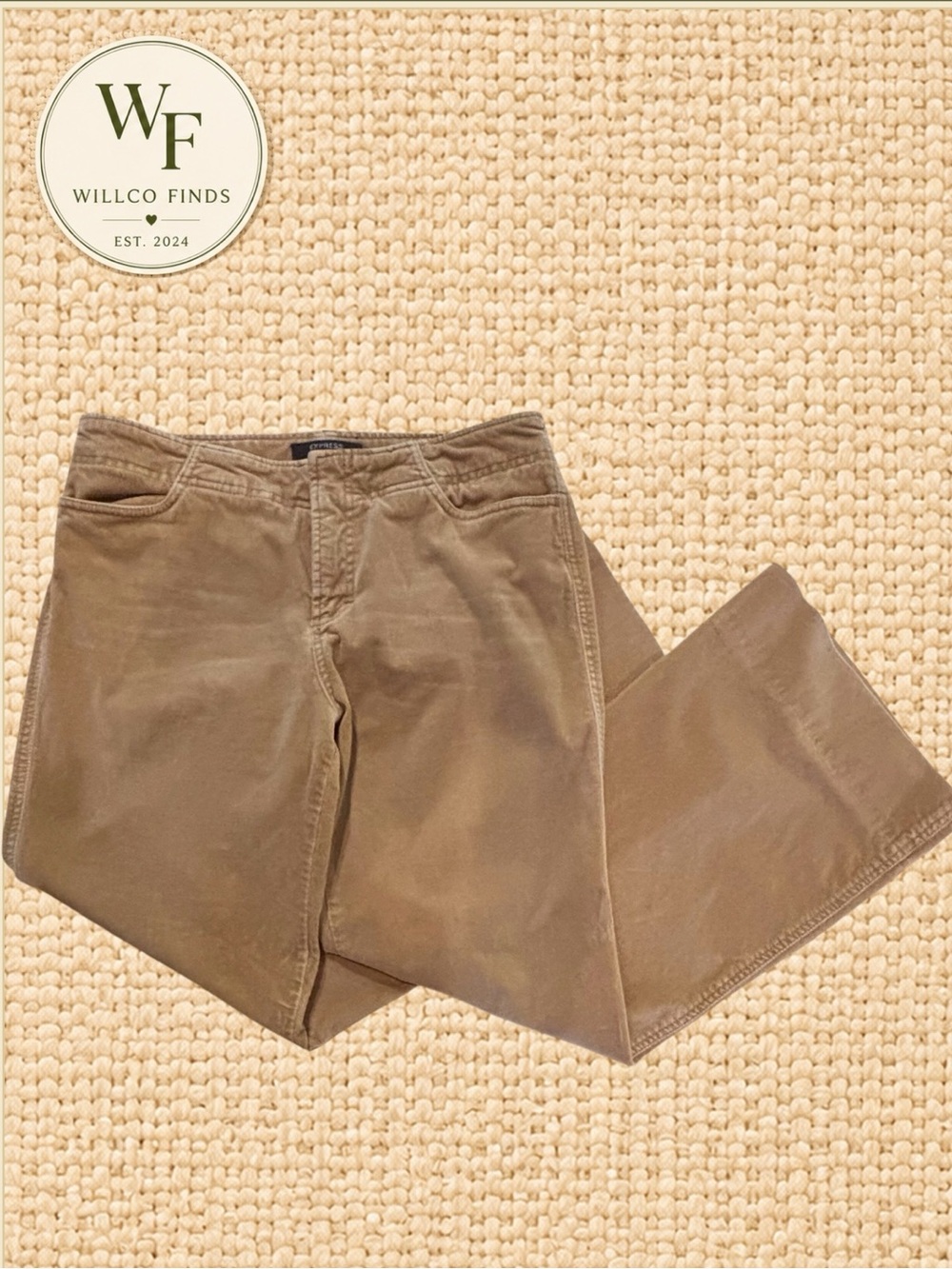 Express Stretch Brown Velvet Wide Leg Pants Size 5/6 Y2K Low Rise